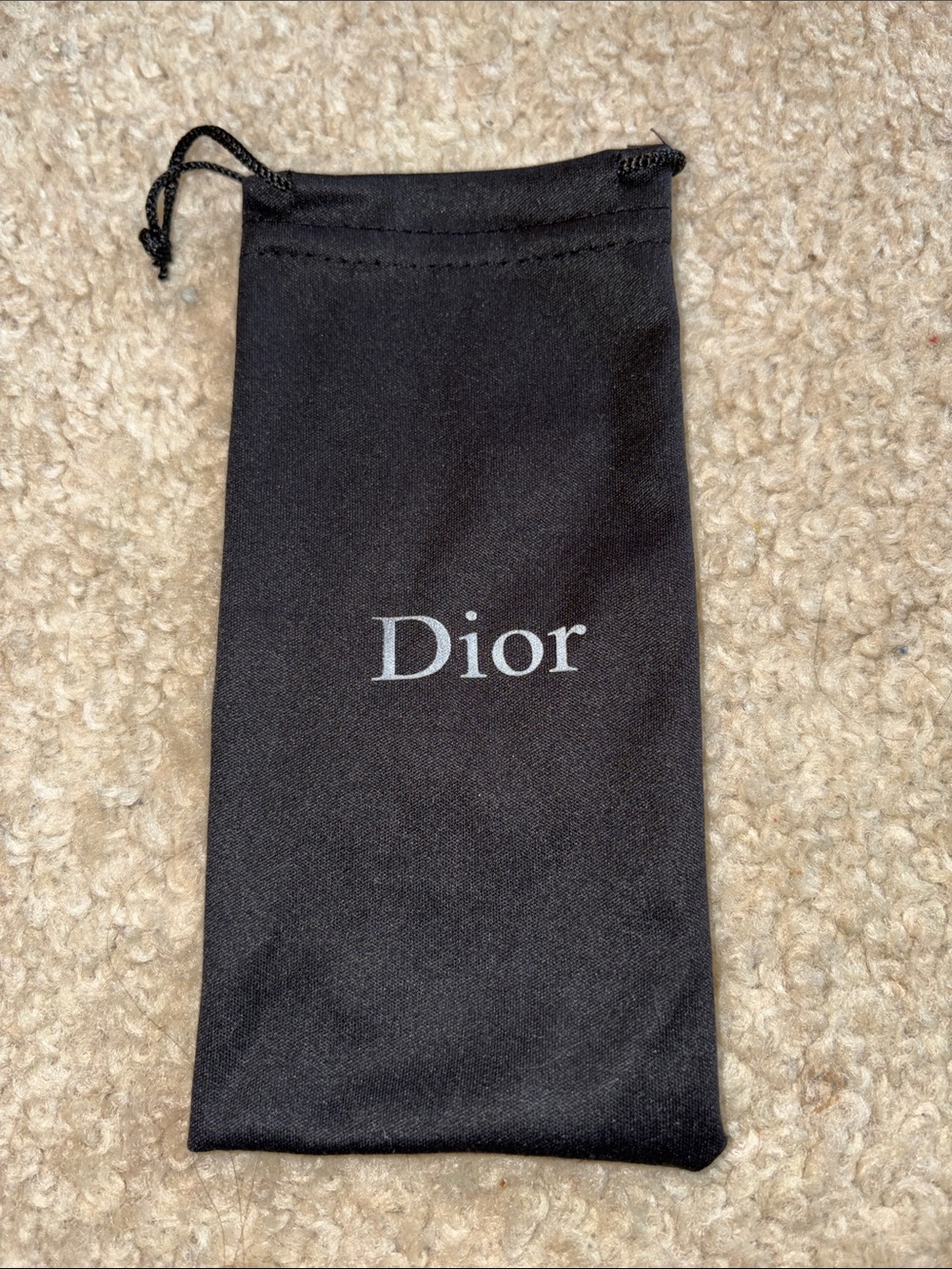 Dior Black Drawstring Sunglasses Pouch with White Logo